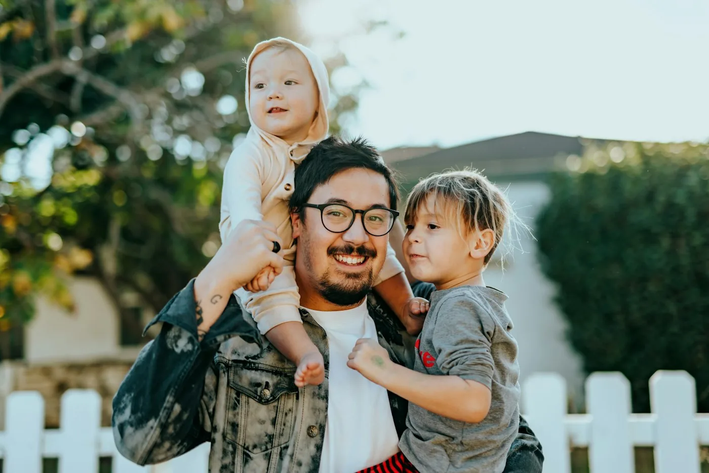 A multicultural family at home in the UAE — warm natural light